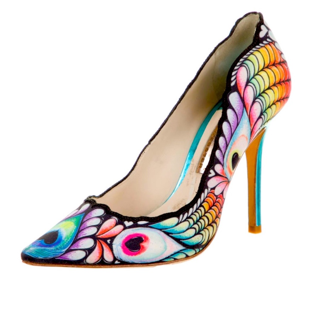 Sophia Webster peacock butterfly print high heels 37